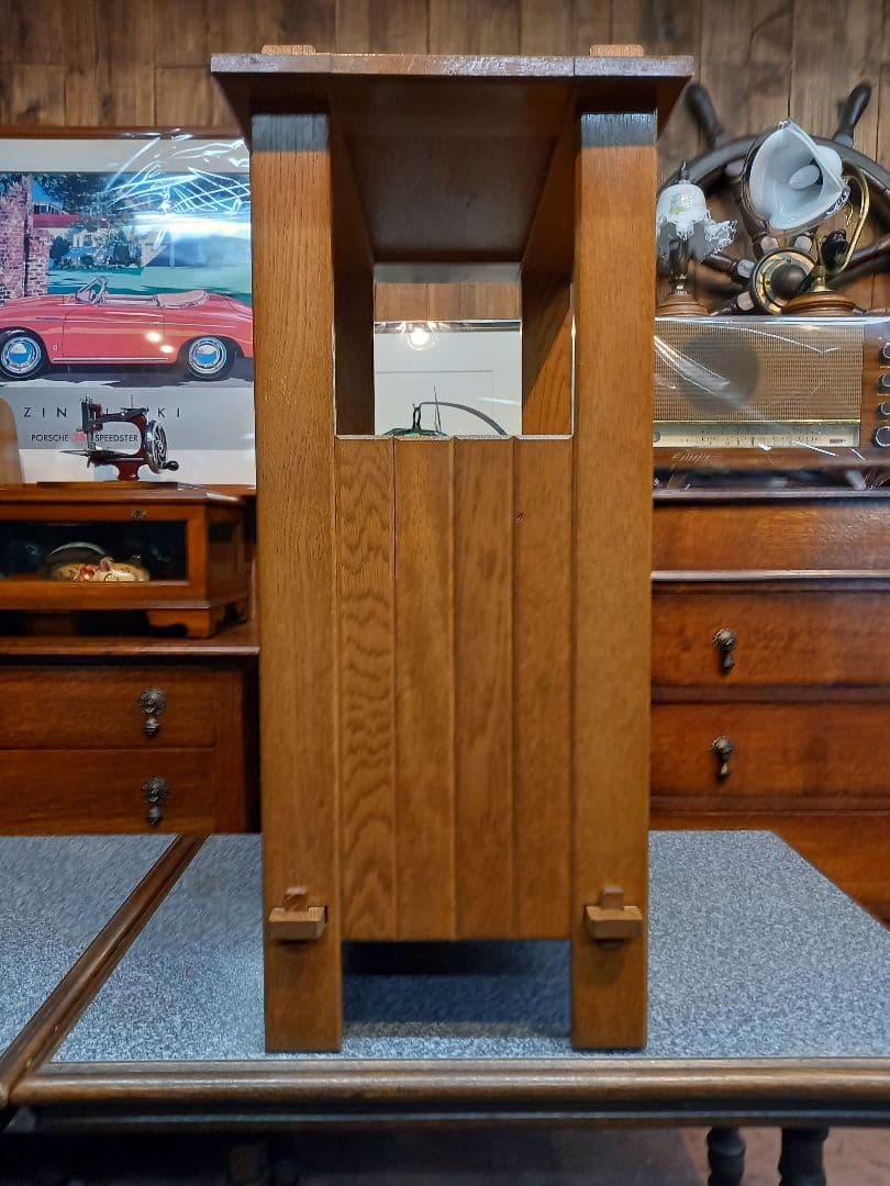 楢　無垢材　銅　金具　楔　クサビ　組木細工　オーク　サイド　キャビネット　ラック