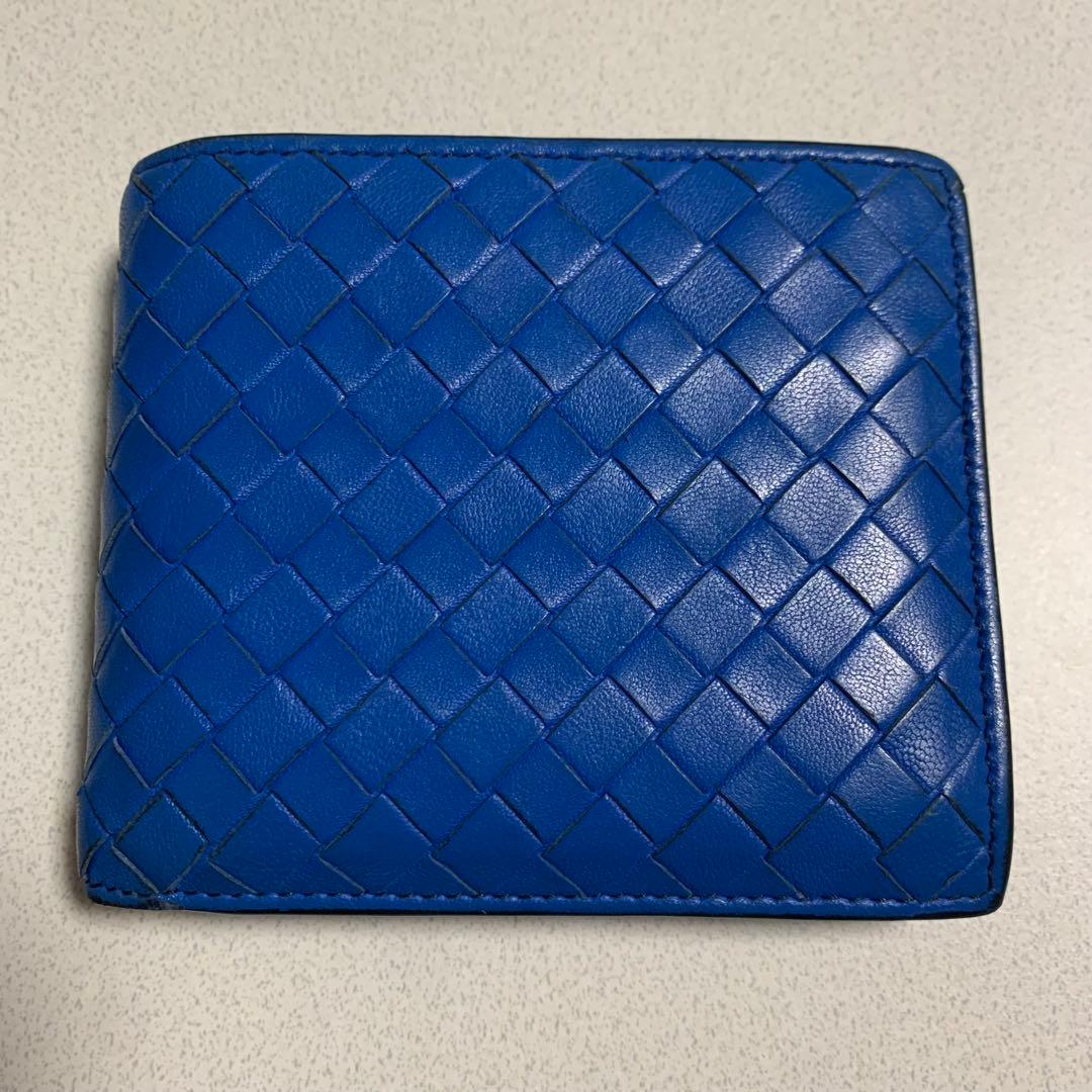 BOTTEGA VENETA 二つ折り 財布 ブルー ブラック