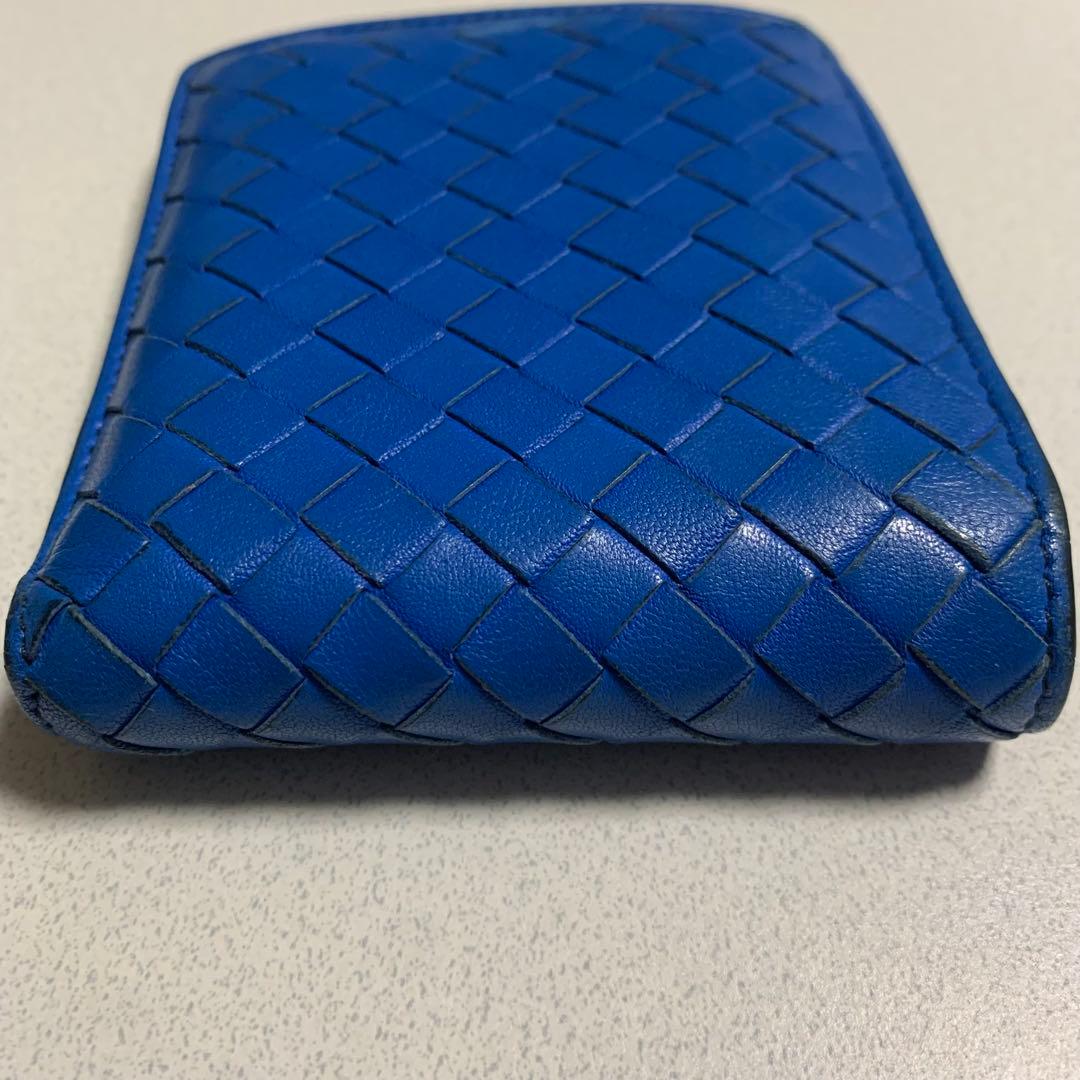 BOTTEGA VENETA 二つ折り 財布 ブルー ブラック