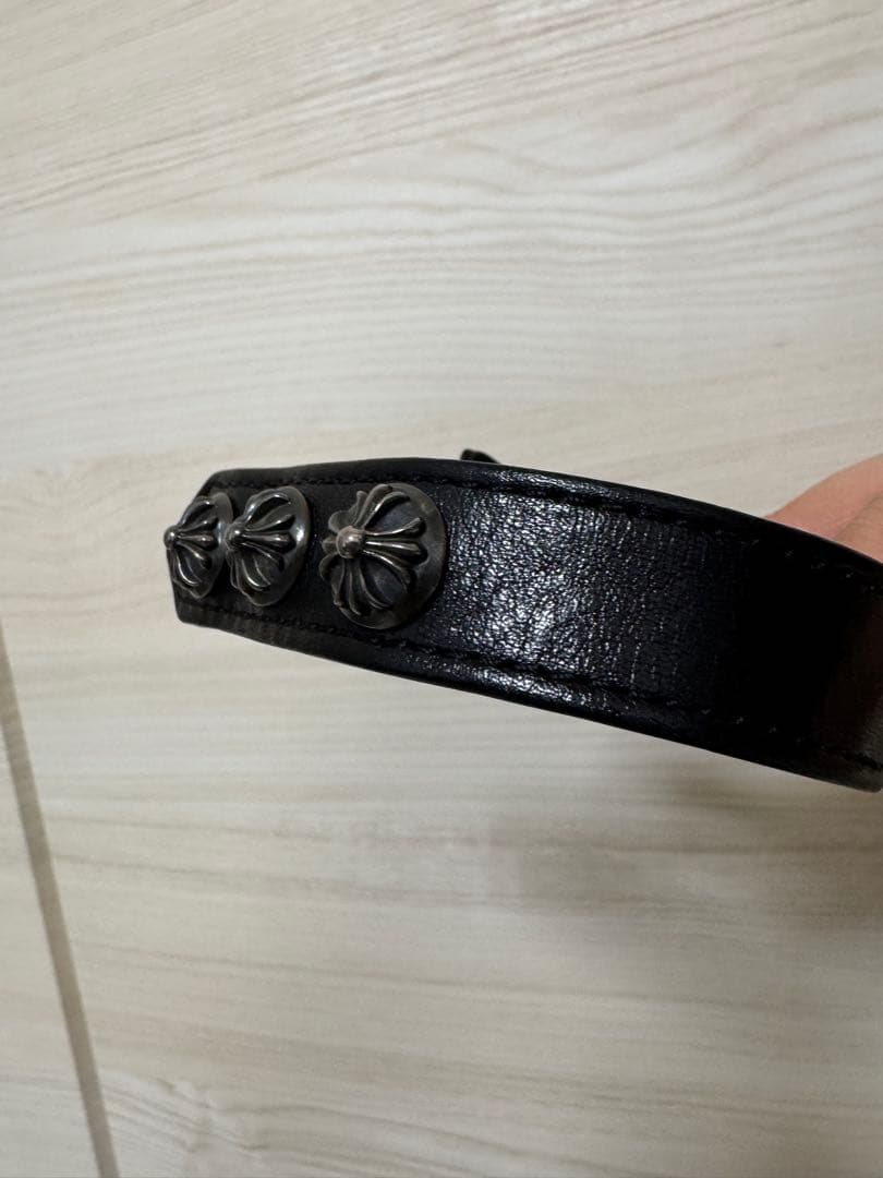 クロムハーツ CHROME HEARTS ブラックレザーバングル ブレスレット