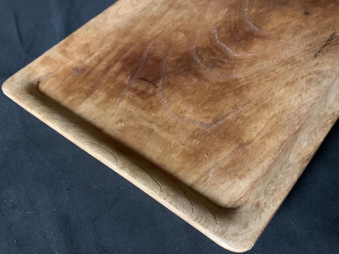 本欅 無垢 手彫 煎茶盆 香盆　古民芸我谷盆 897