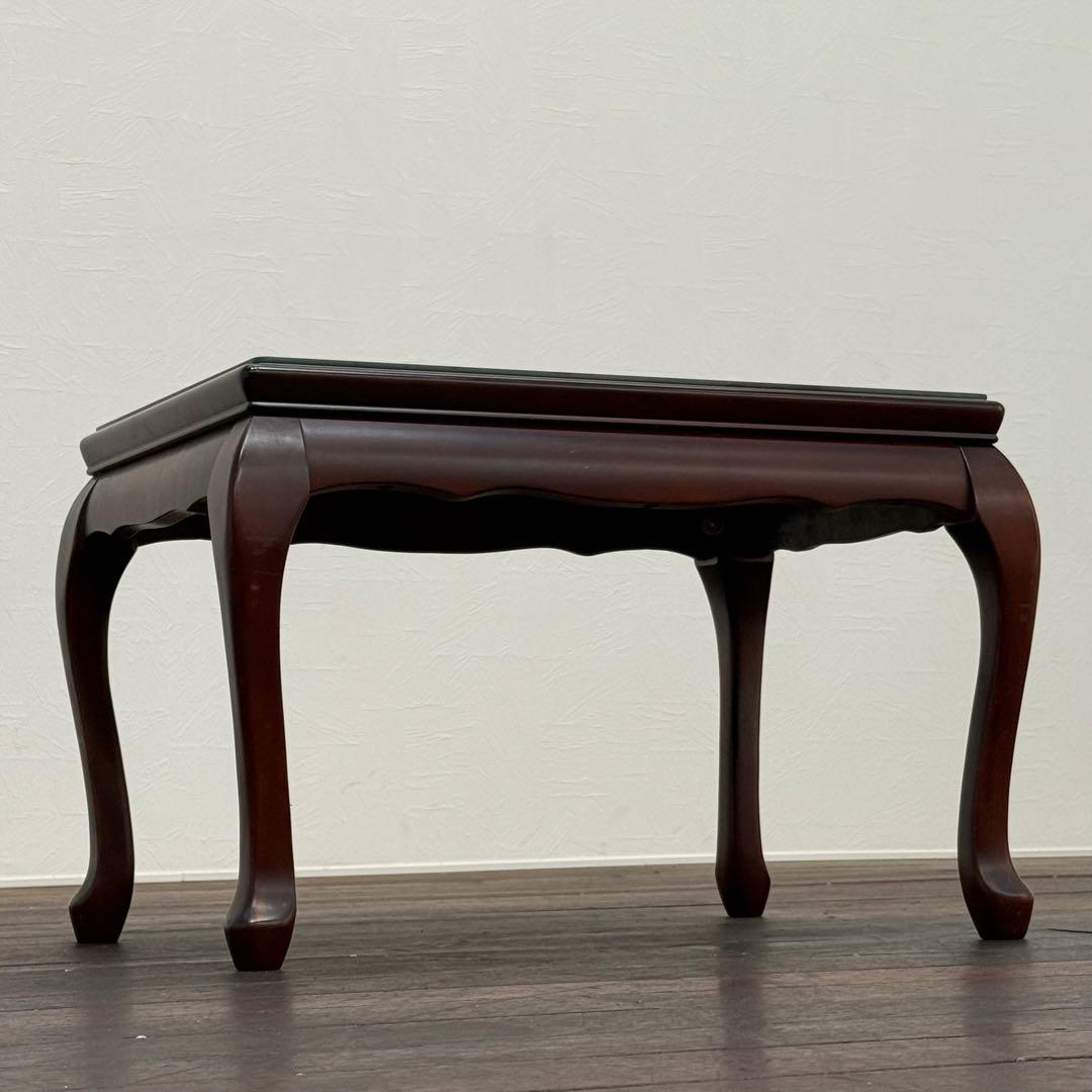 H111C24 森繁 モリシゲ 猫脚 サイドテーブル ガラス天板