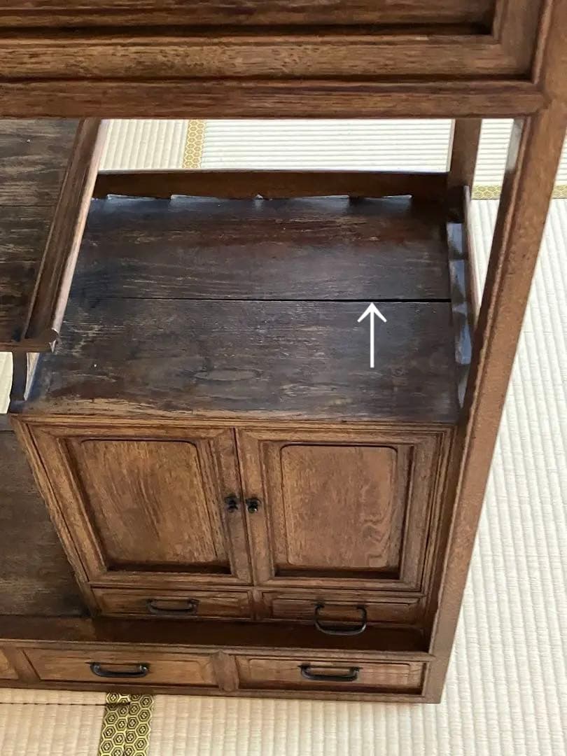 茶箪笥 化粧棚 昭和レトロ 違い棚 小ぶり 古家具 時代家具 アンティーク家具