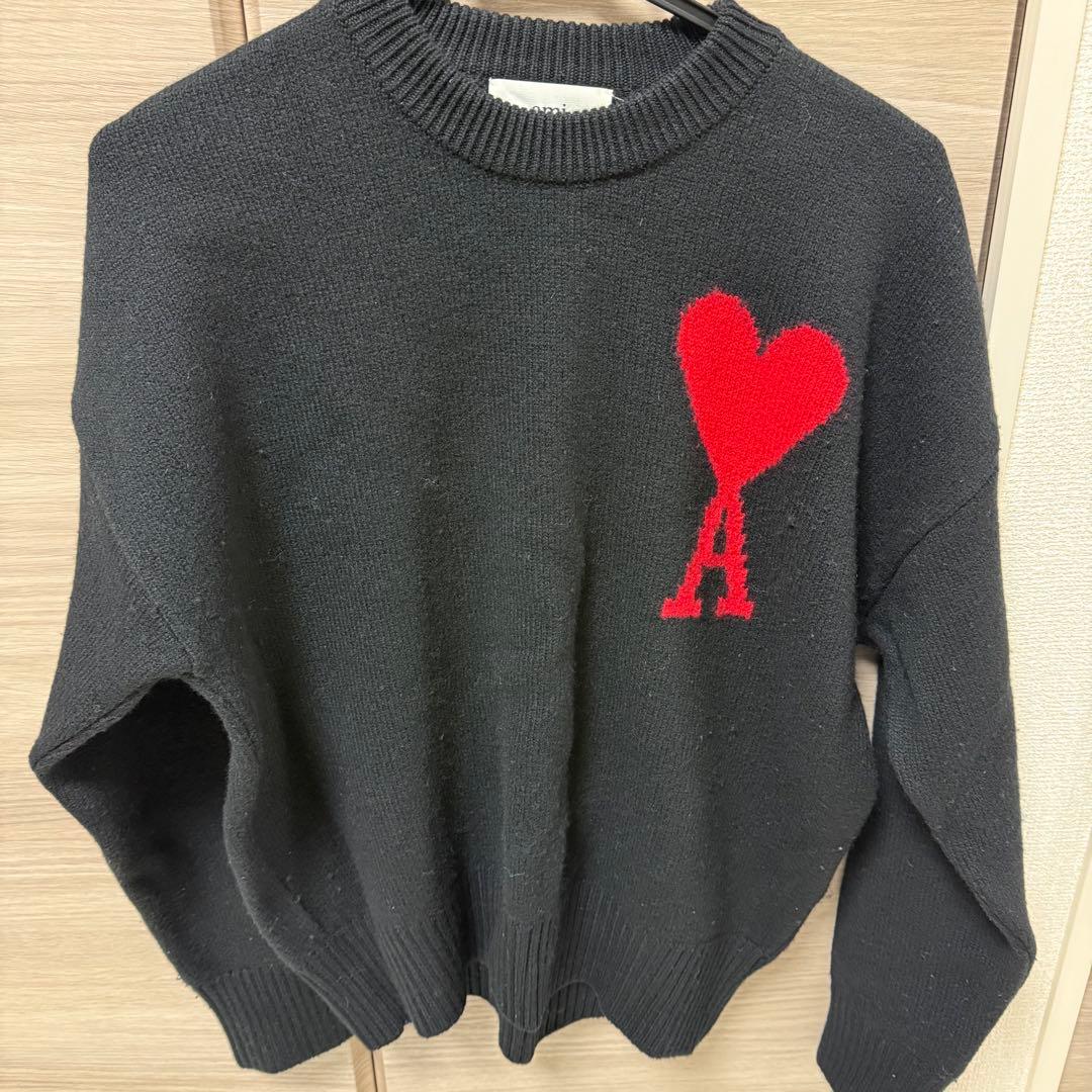ami ハート刺繍 クルーネックセーター　アミパリス