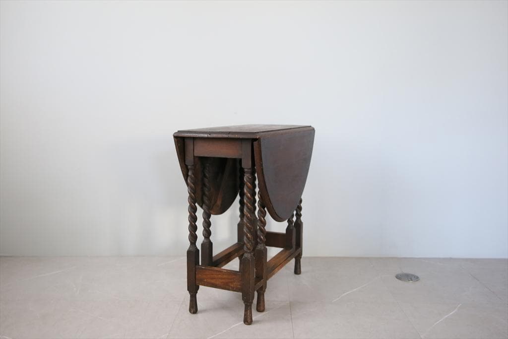 英国アンティーク木製ゲートレッグテーブル/ダイニング机バタフライ(89-136)