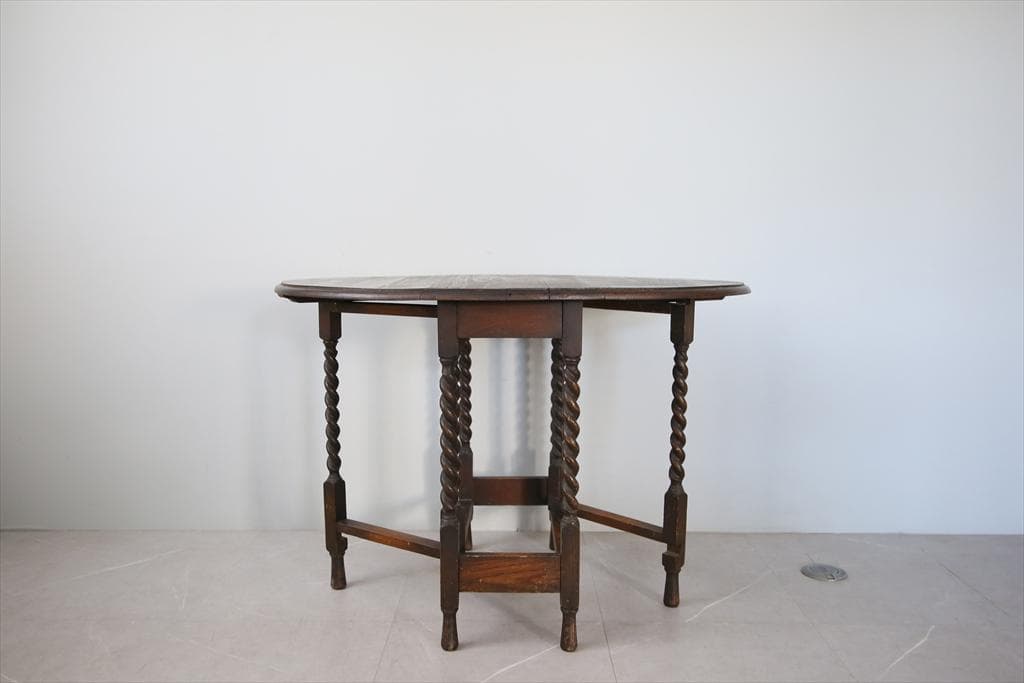 英国アンティーク木製ゲートレッグテーブル/ダイニング机バタフライ(89-136)