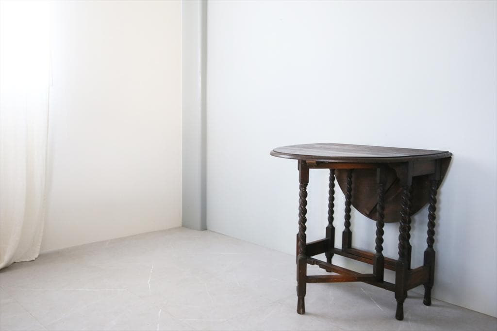 英国アンティーク木製ゲートレッグテーブル/ダイニング机バタフライ(89-136)