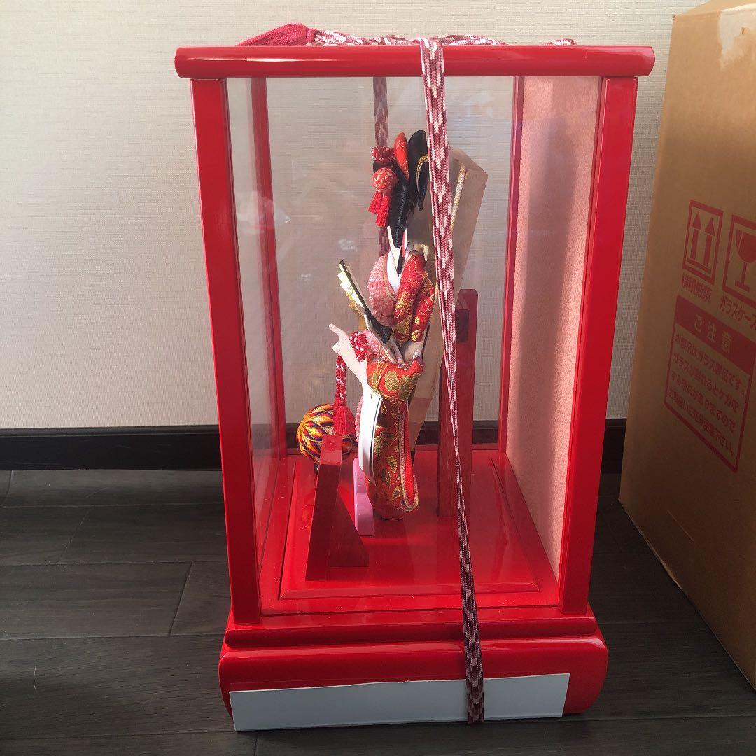 【新品】 正月飾り　羽子板　ケース入り　朱色