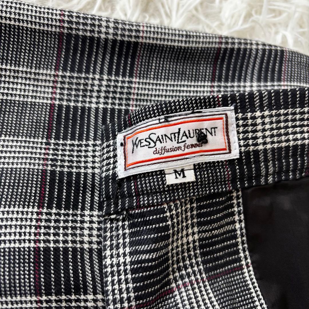 YVES SAINT LAURENT✨ダブルブレスト　スカートスーツ　チェック麻