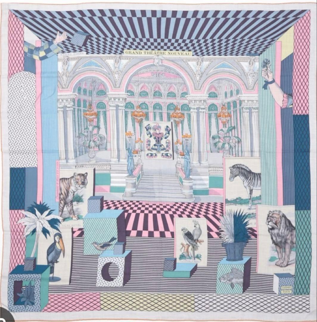 エルメス カレジェアン140 カシミヤシルク ストール カシシル スカーフ