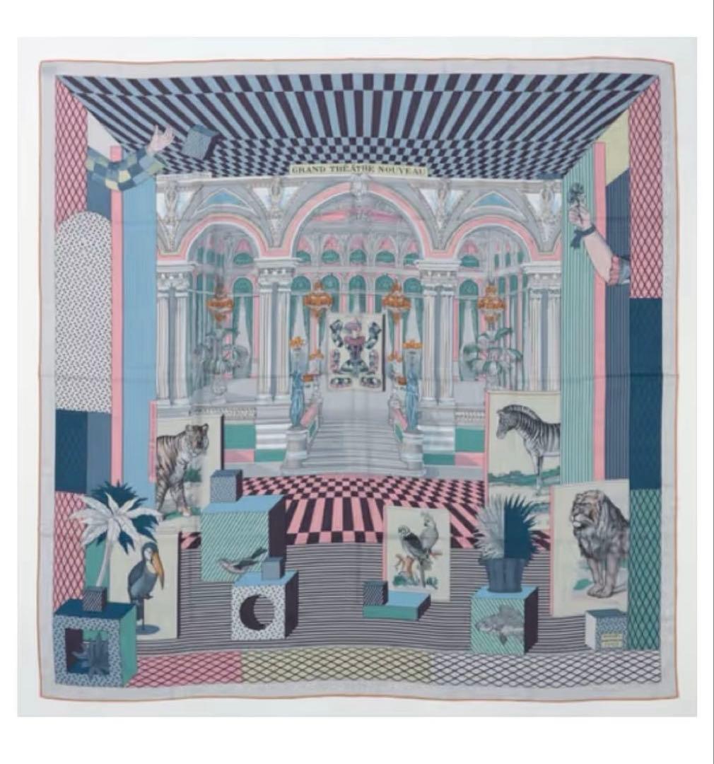 エルメス カレジェアン140 カシミヤシルク ストール カシシル スカーフ