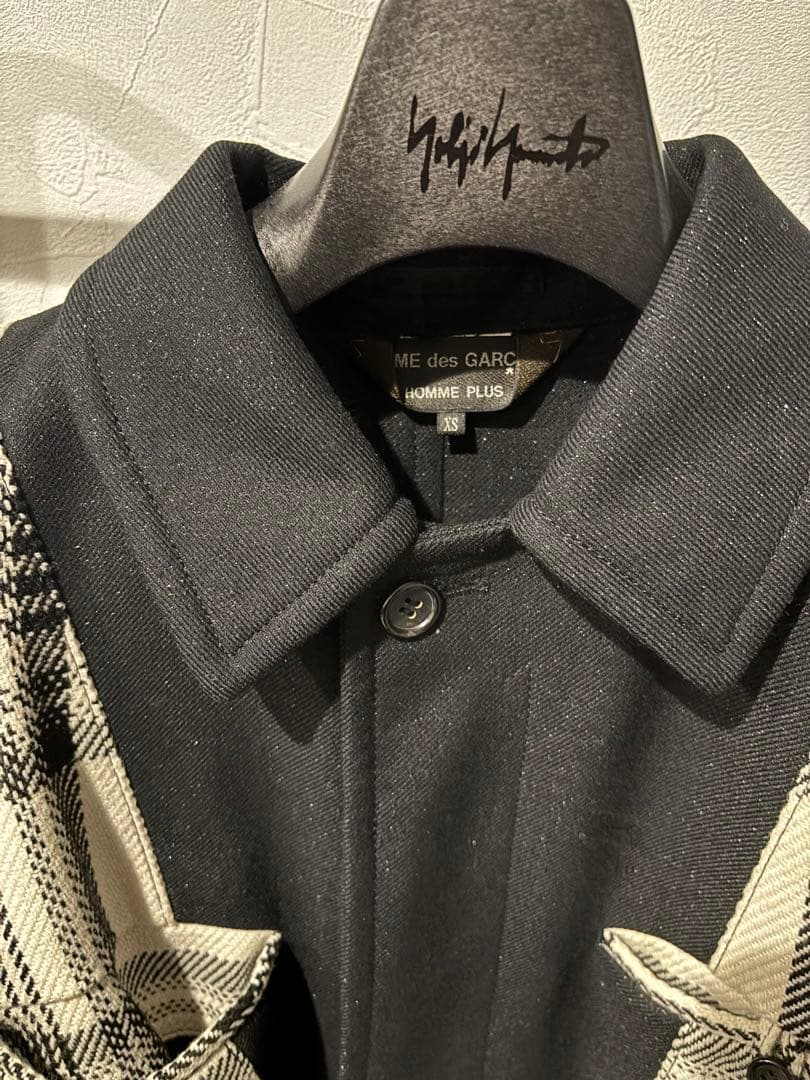 21aw チェック柄比翼ドッキングコート