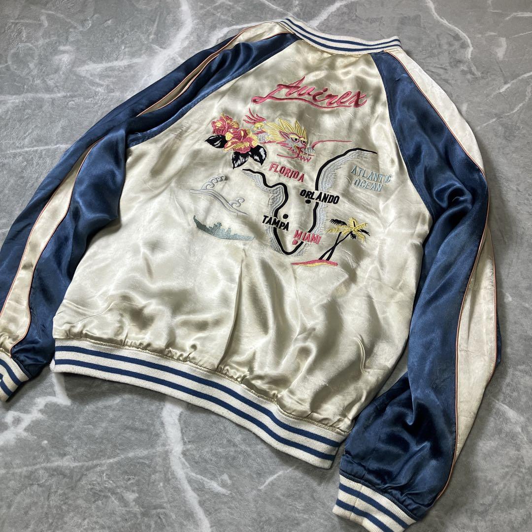 【希少】AVIREX ヴィンテージ リバーシブル スカジャン 刺繍 旭日旗 XL