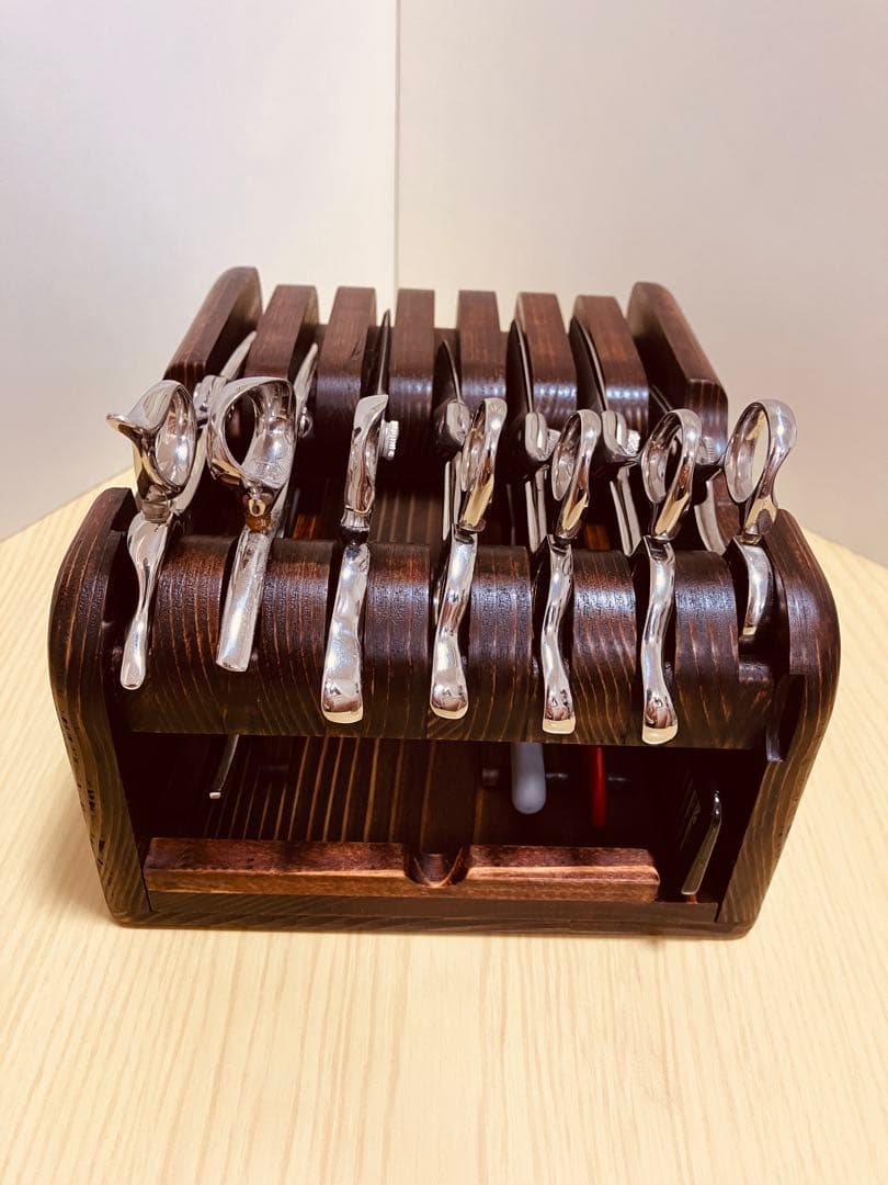 Bタイプ2段7丁置き　シザートレイ　シザースタンド　シザーケース　ハサミ皿