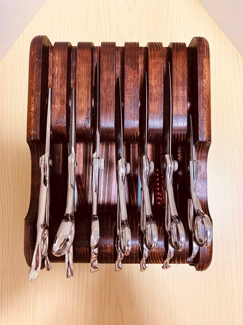 Bタイプ2段7丁置き　シザートレイ　シザースタンド　シザーケース　ハサミ皿