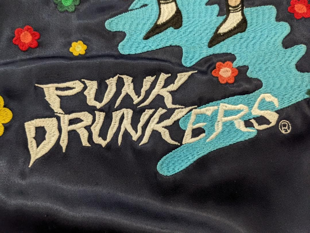 パンクドランカーズ✕くっきー/リバーシブルスカジャン総刺繍/サテン/キルティング