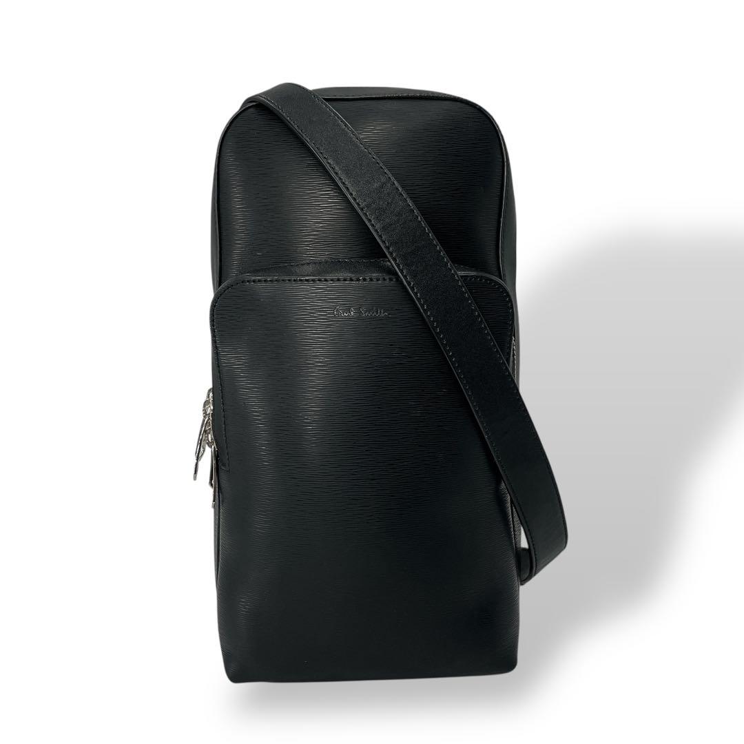 asu様　現行　美品　ポールスミス　ボディバッグ　型押しロゴ　斜めがけ　ブラック