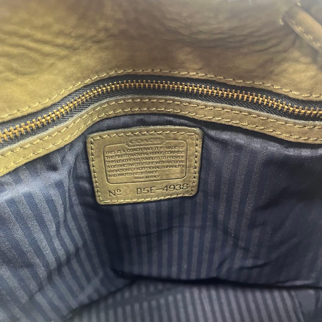 美品✨ COACH コーチ ヌバック リュック カーキ フラップ ハンドル