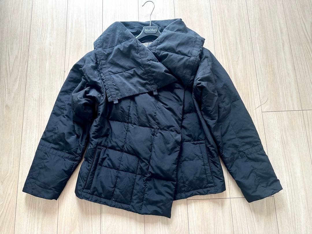 マックスマーラMaxMaraweekend☆軽量ショールカラーダウンジャケット黒