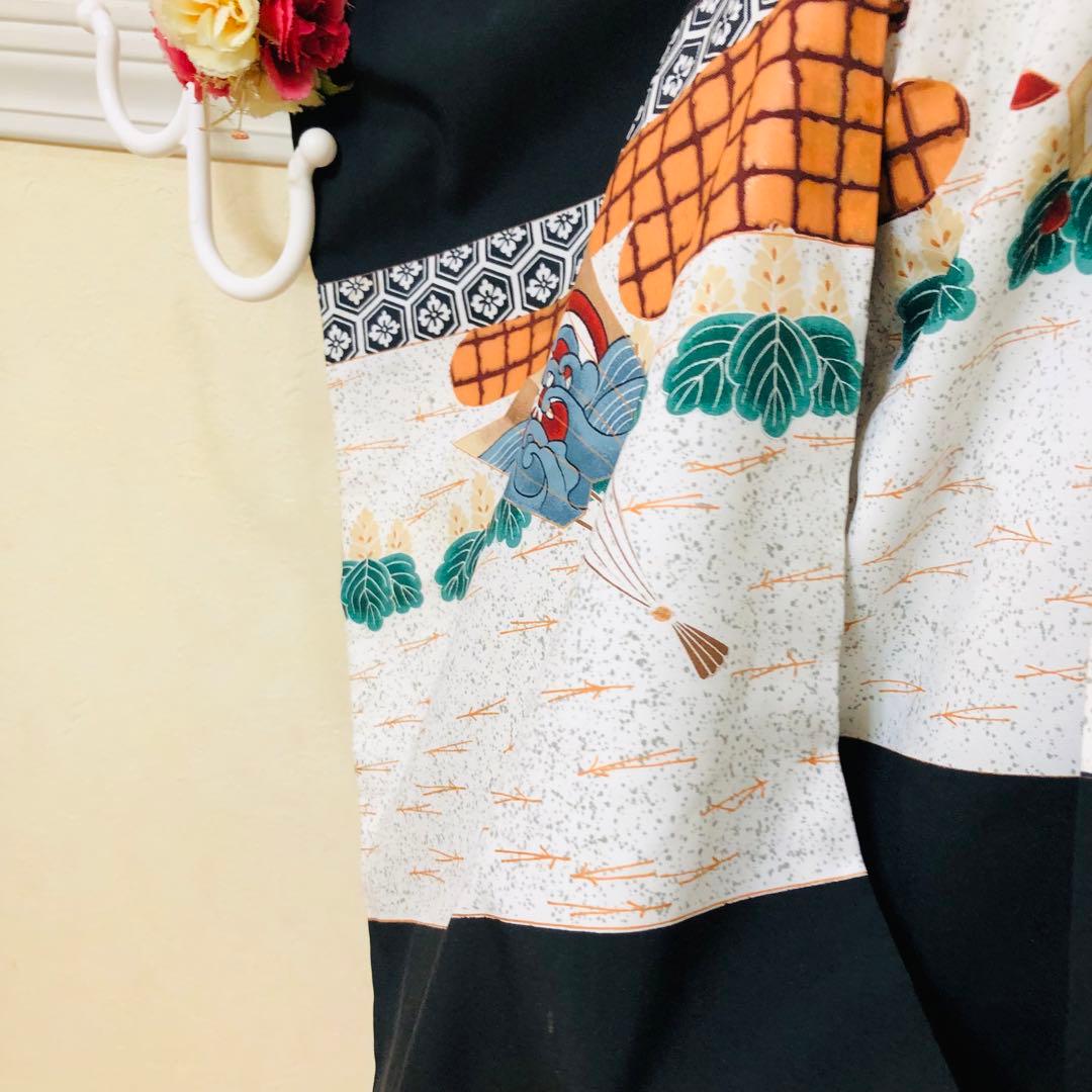 七五三５歳完全フルセット‼️黒地系兜鷹金彩煌びやか‼️袴ブランドBlue closs