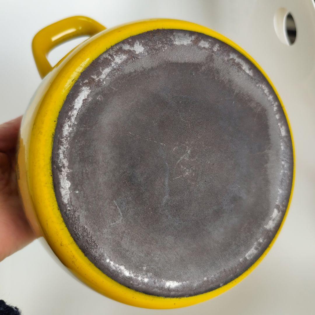 フィネル　ホーロー　ポット　アンティーク 花柄 鍋　Finel 北欧　黄色