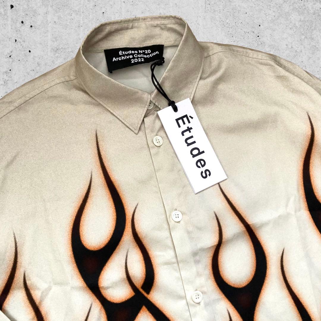 未使用 Etudes エチュード ファイヤーパターン シャツ 50