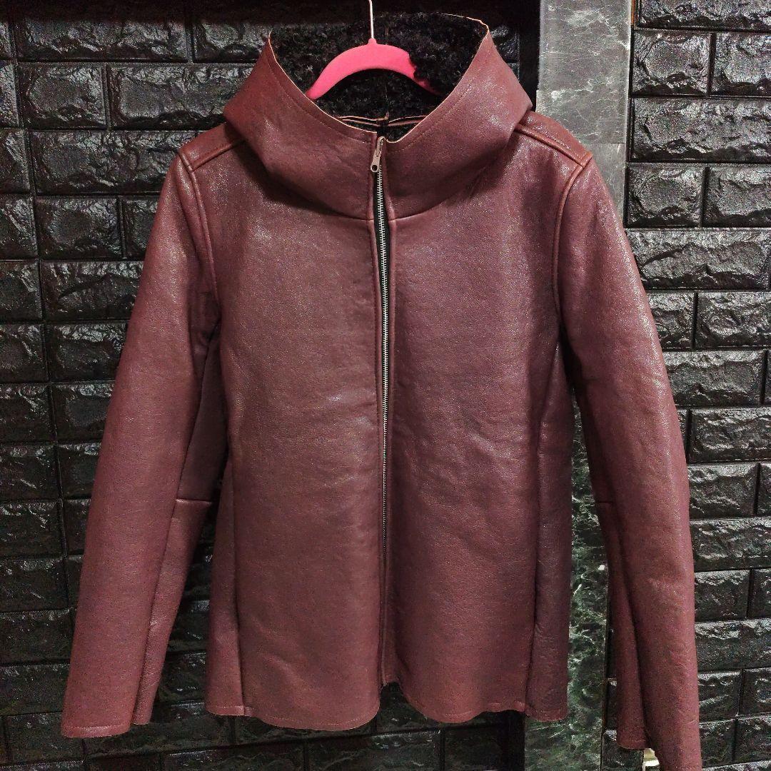 雪 　NOID.ラムレザーベジタブルフーデッドリバーシブルブルゾンサイズ３