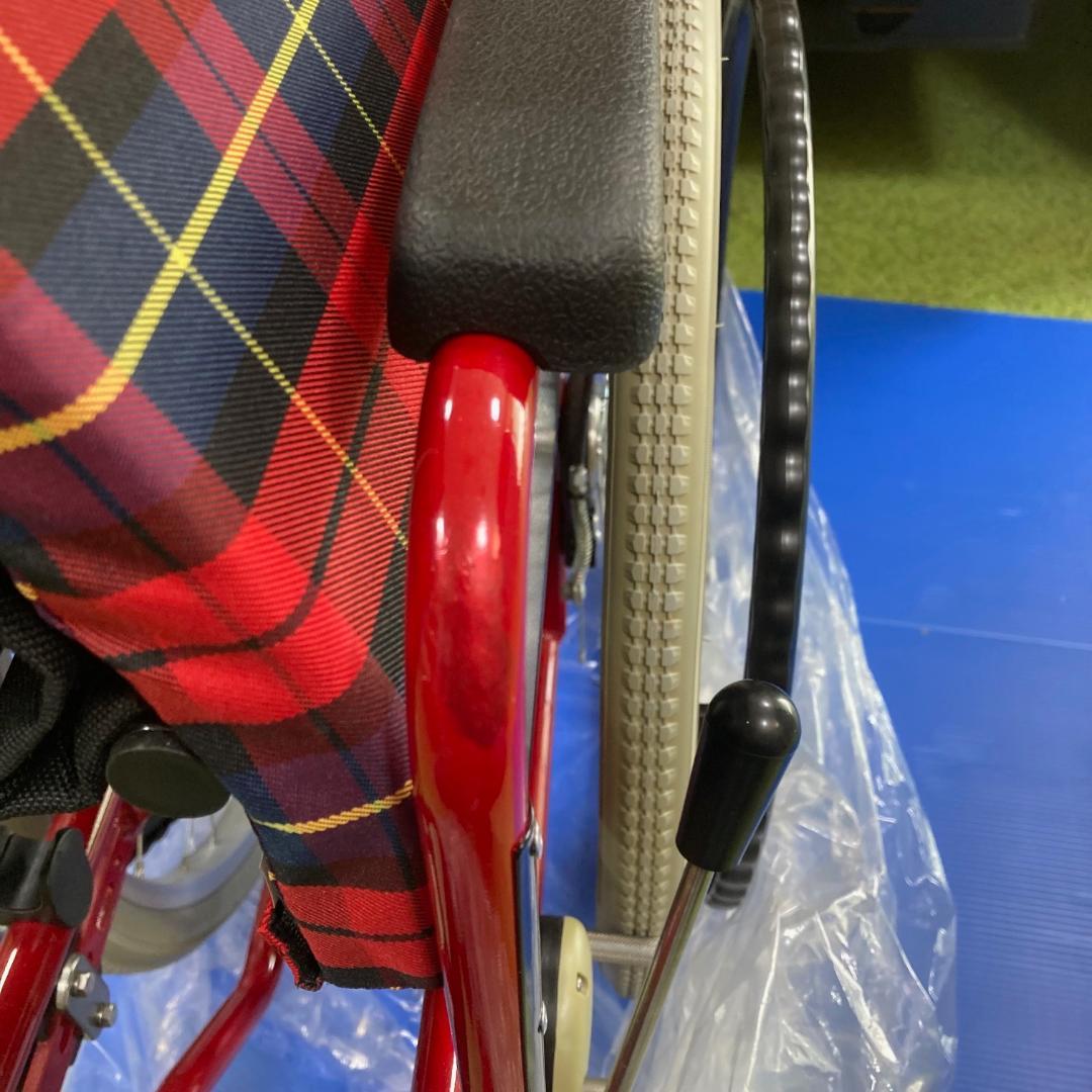 【未使用品】 カワムラサイクル 自走式 折りたたみ 車椅子 アルミ製　赤チェック