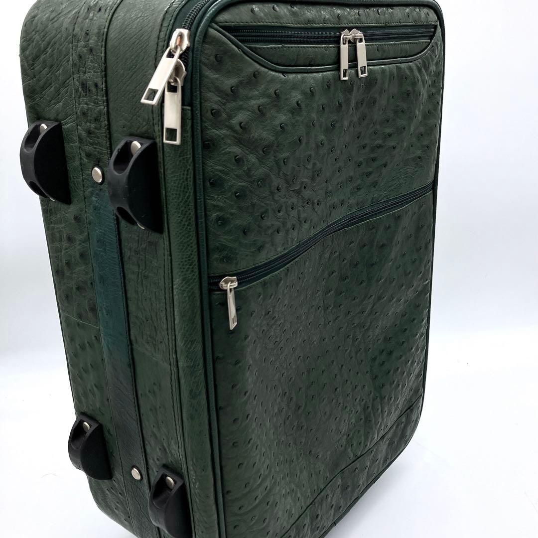 【オーストリッチ本革】キャリーバッグ　キャリーケース　グリーン　2輪