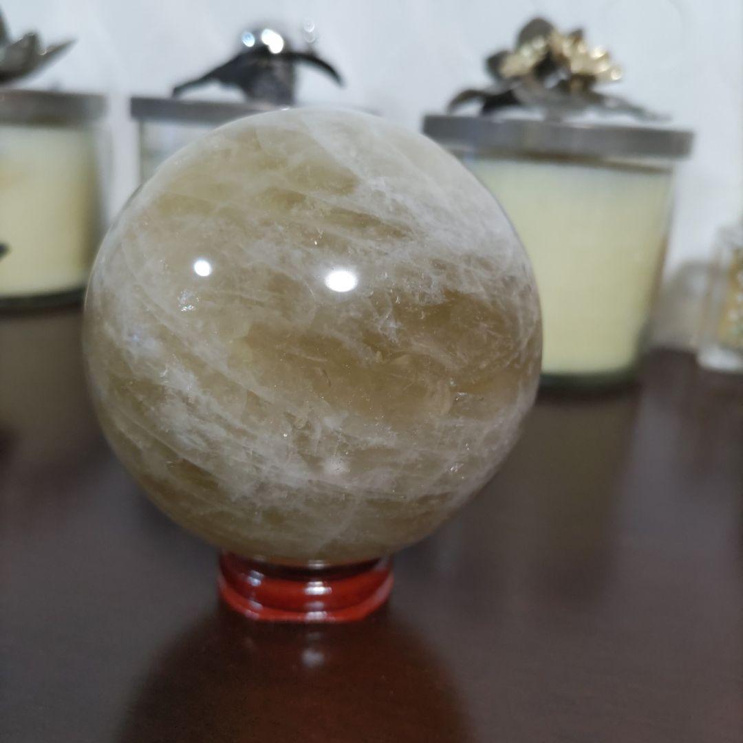 シトリン球体　台座付き　80mm