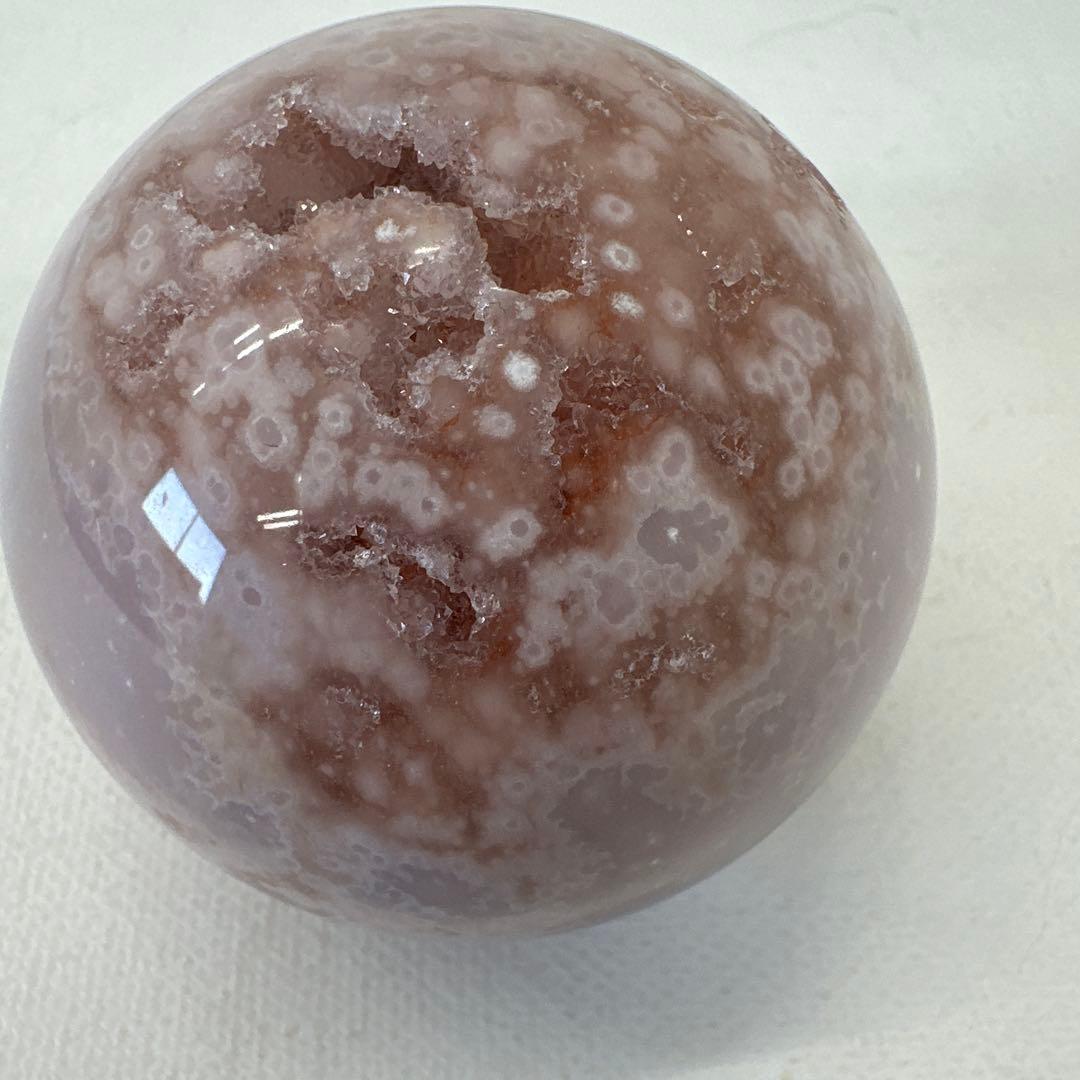 ピンクアメジスト　フラワーアゲート　笑口　ジオード　スフィア　丸玉