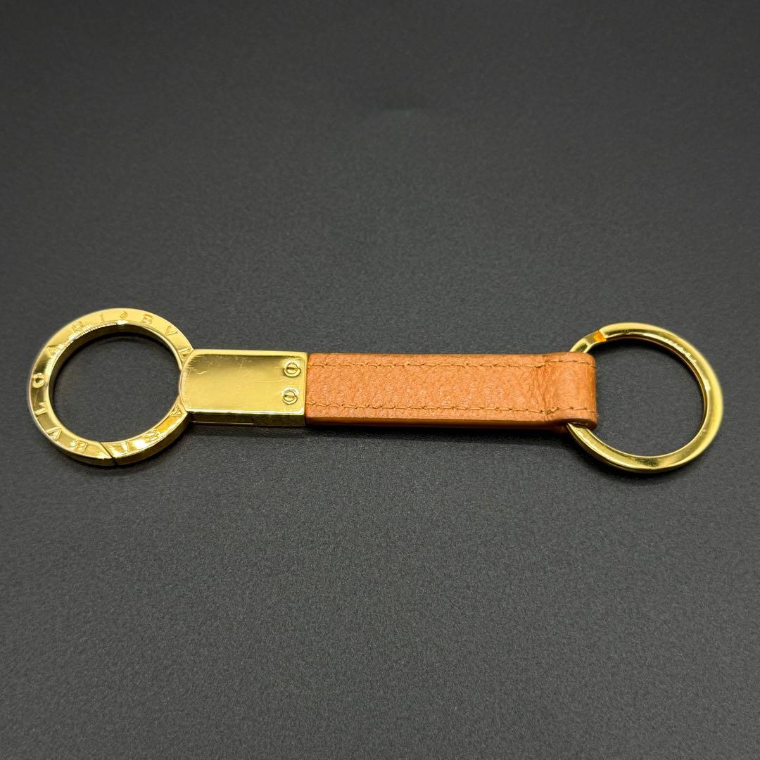 極美品　ブルガリ　マン　キーリング　キーホルダー　ゴールド　金　レザー