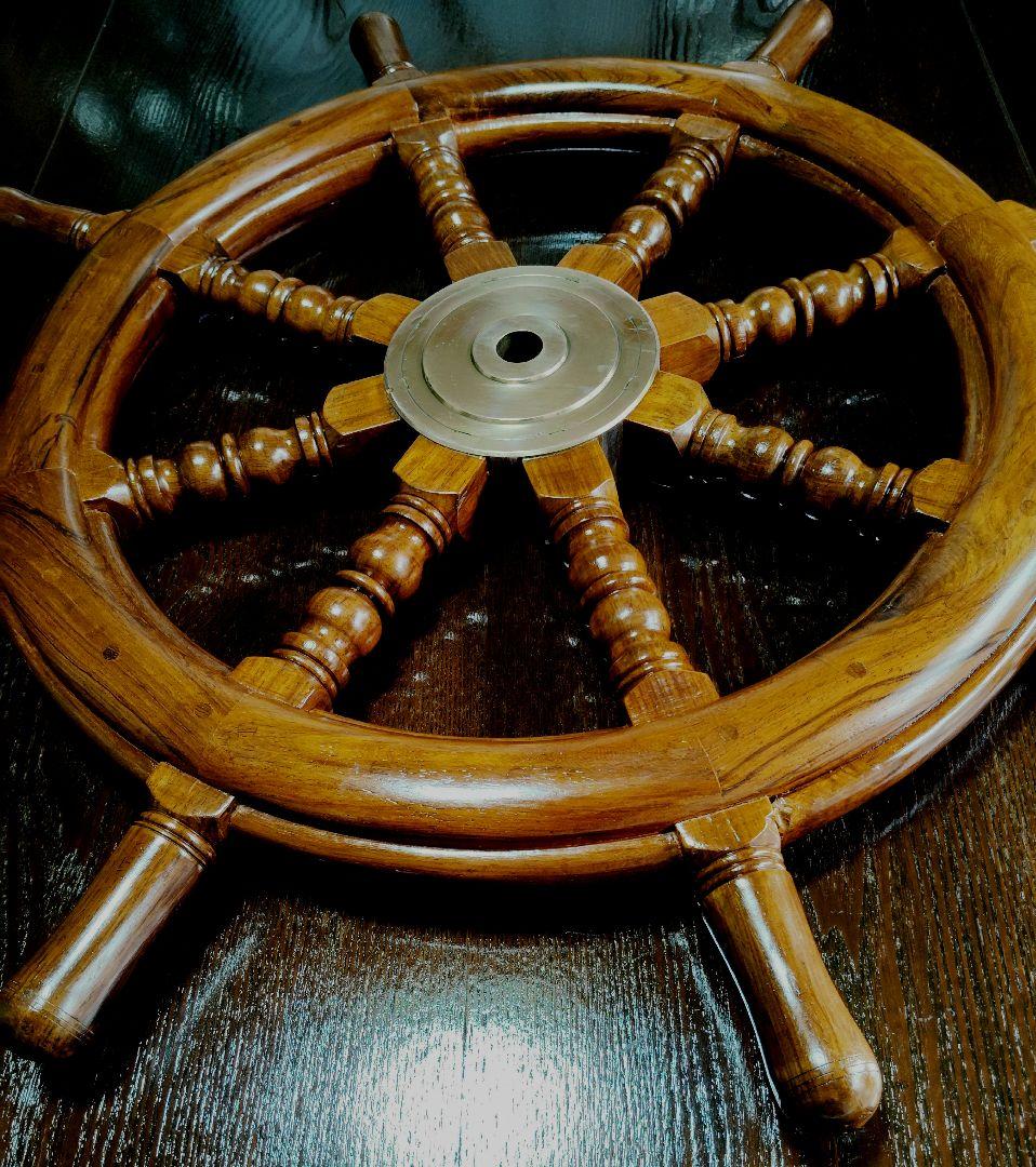 木製　船の舵　舵　舵輪　骨董品　置物　インテリア　コレクション