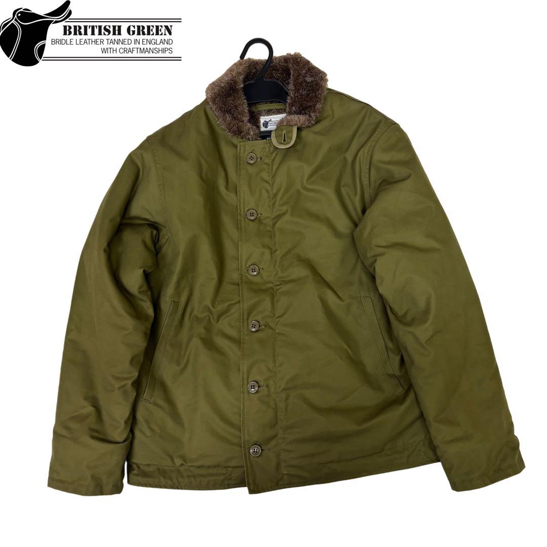 美品　BRITISH GREEN デッキジャケット　オリーブジャケット