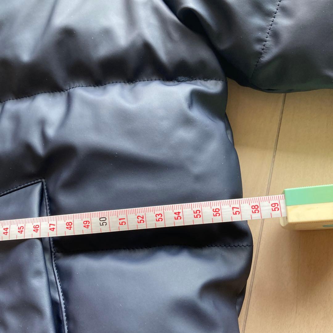 ネイビー ダウンジャケット ストライプ裏地