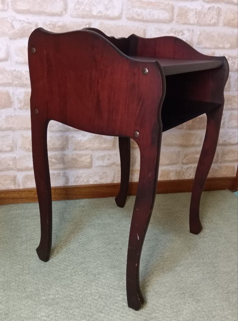 アンティーク調/猫脚　花台電話台飾り台　ブラウン　家具中古43×36×高63cm