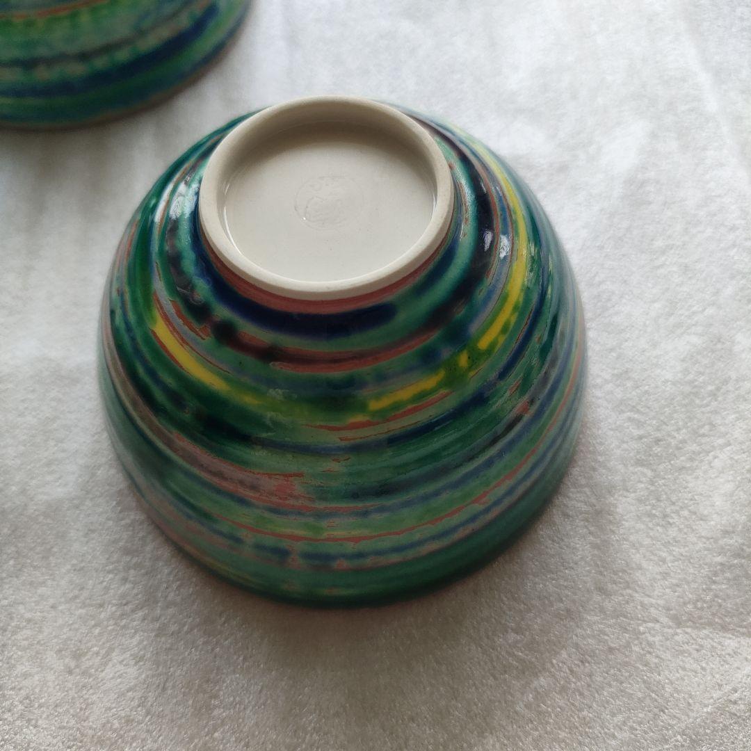 清水焼　京焼　汲出茶碗　 五彩刷毛目　平安陶玉造　10客