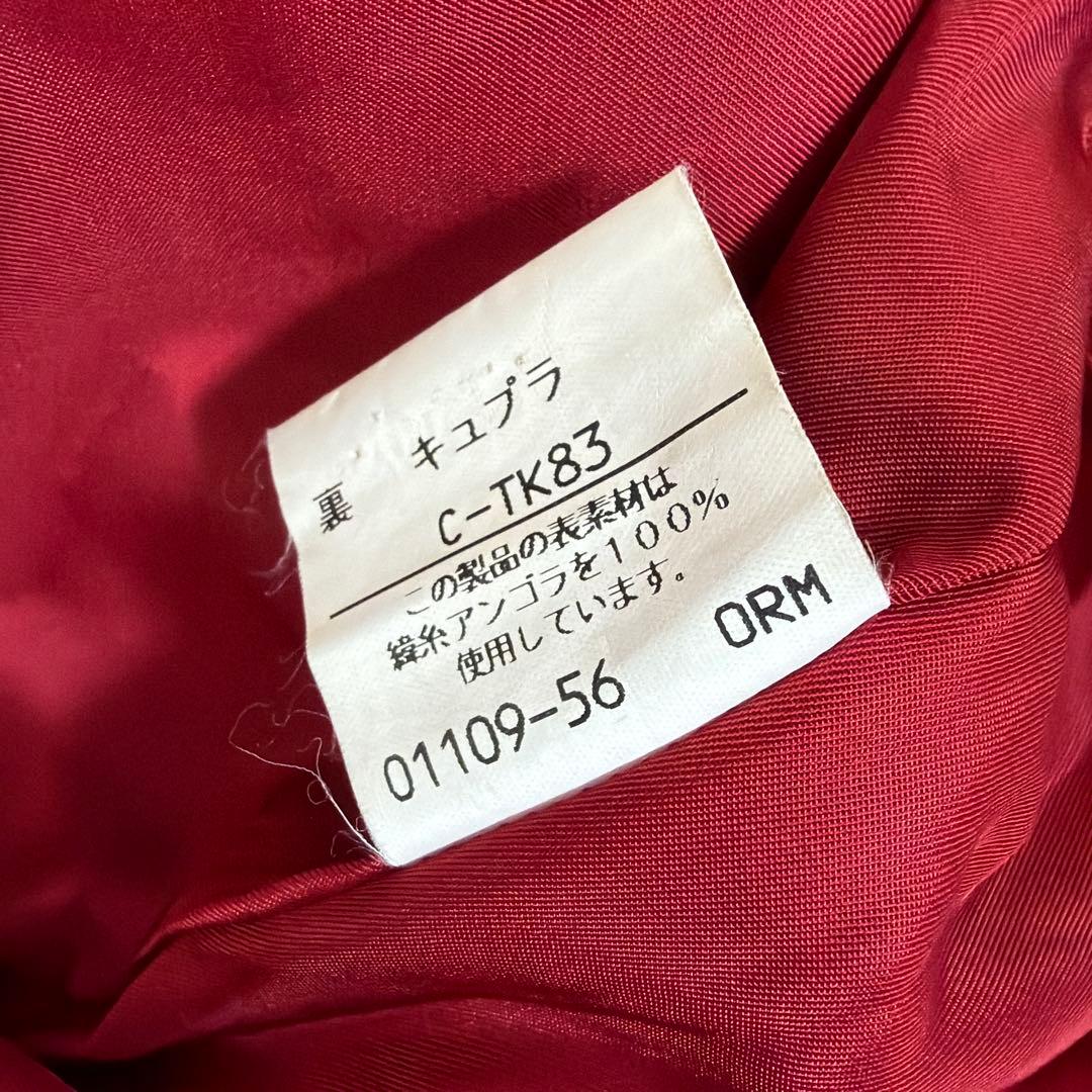 BURBERRY バーバリー アンゴラ100％ 赤色 金ボタン 比翼コート