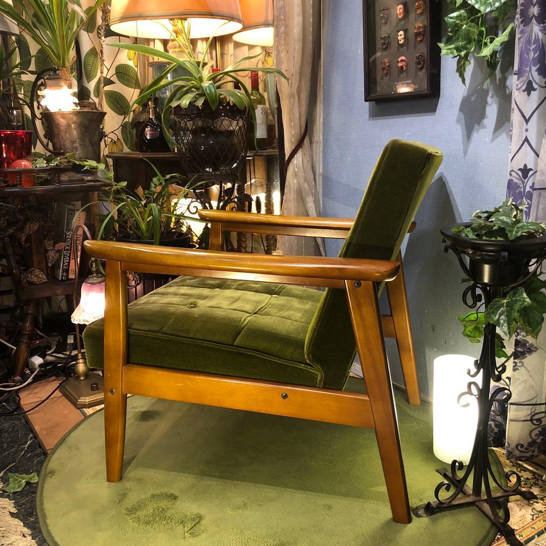 き*)様 ヴィンテージ カリモク６０　1シーター チェア　ソファ　モケットグリー