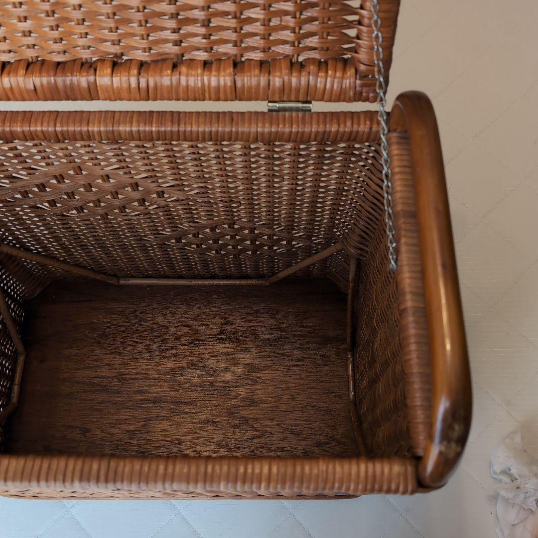 ラタン籐大型バスケット 昭和レトロ