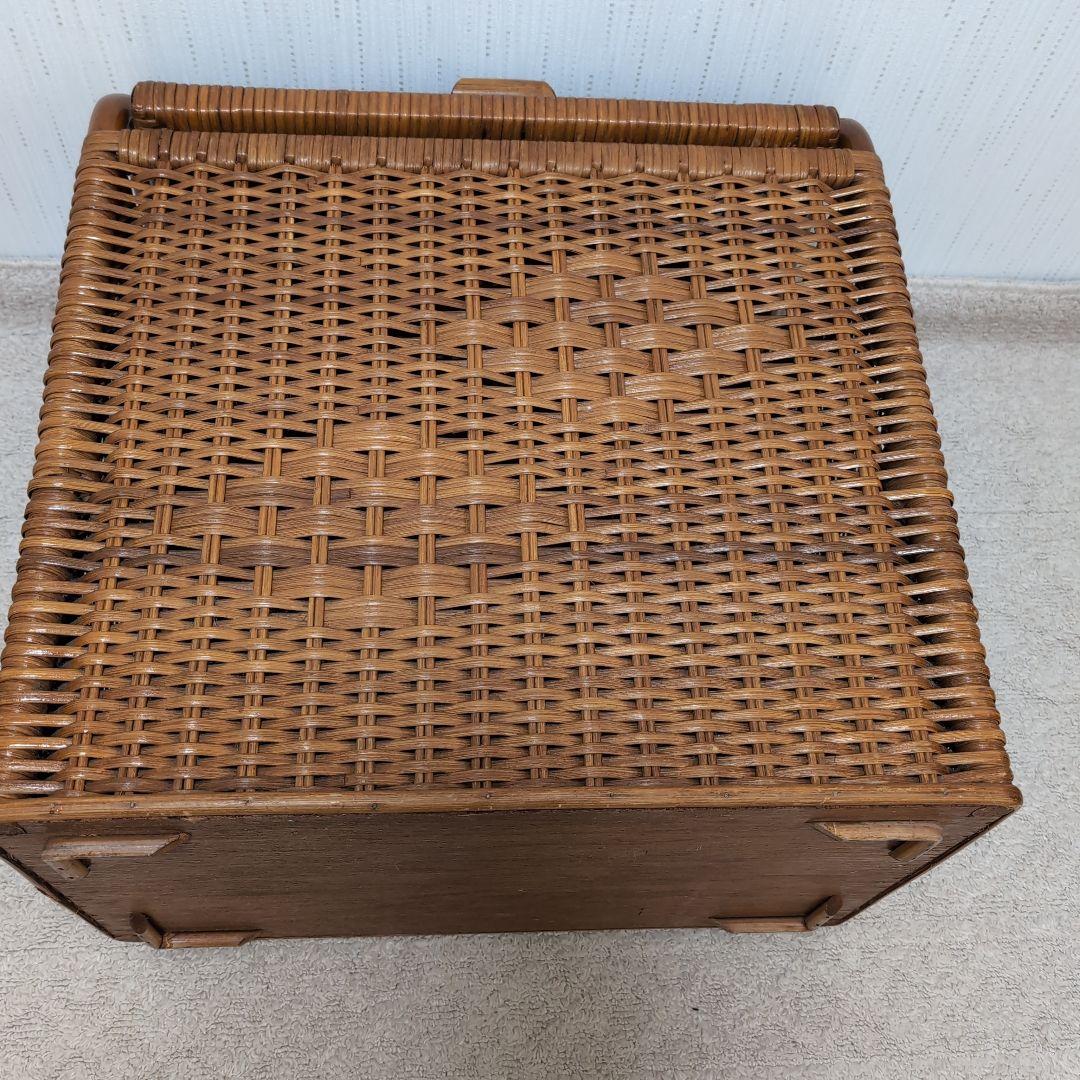 ラタン籐大型バスケット 昭和レトロ