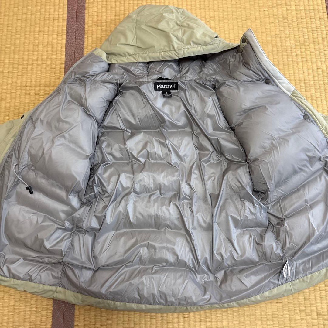 Marmot フード付きダウンジャケット ライトグレー
