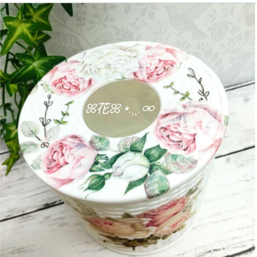 デコパージュꔛ‬ꕤティッシュケース♡インテリア雑貨♡薔薇♡ガーデン♡リメ缶