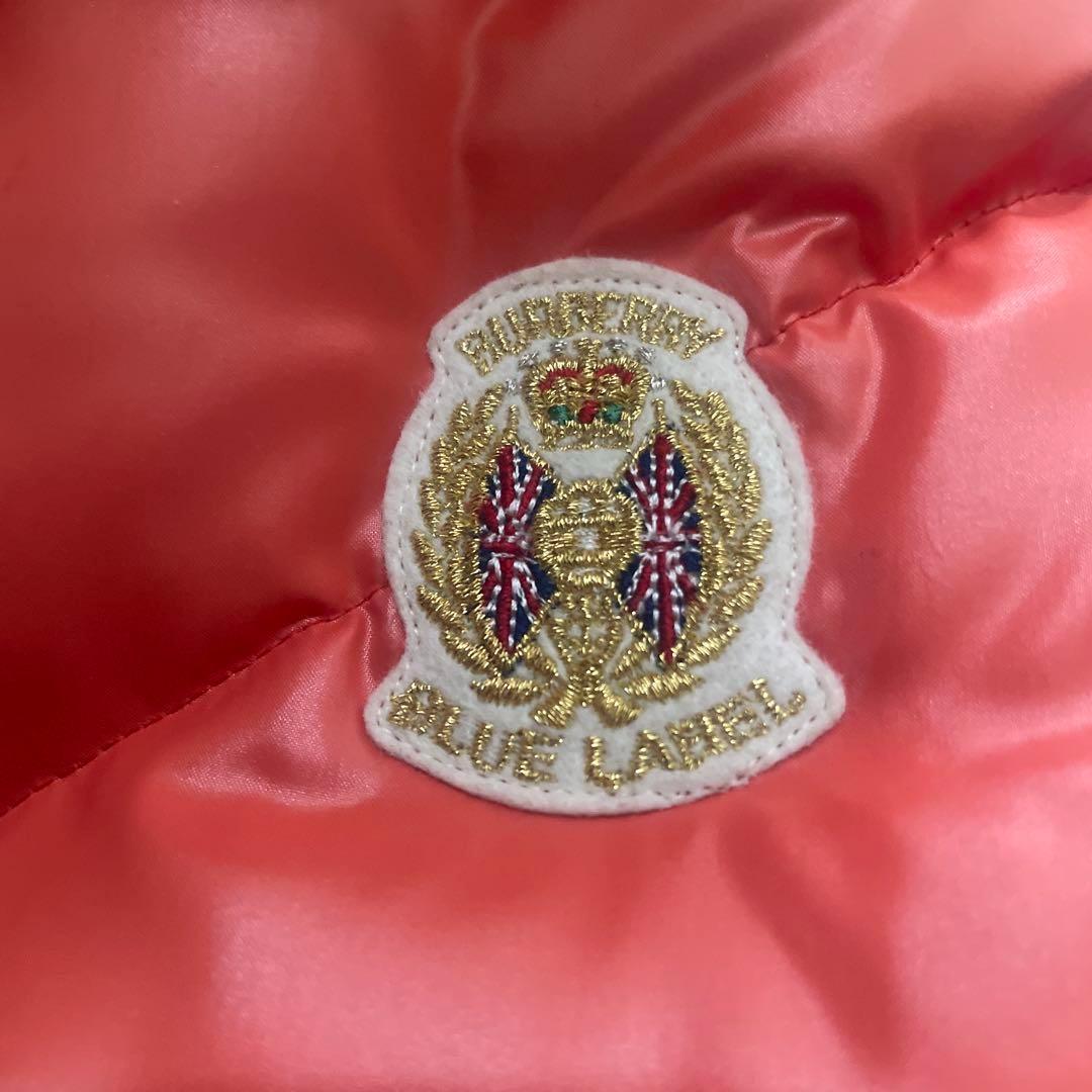 バーバリーブルーレーベル ダウンベスト ラビットファー ノバチェック ワッペン