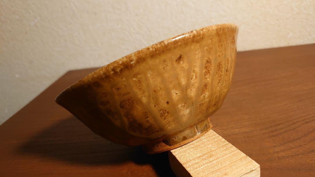 古九谷　須田靑華　靑華　初代須田靑華　伊羅保茶碗　黄瀬戸　抹茶碗　蔵出し　１客