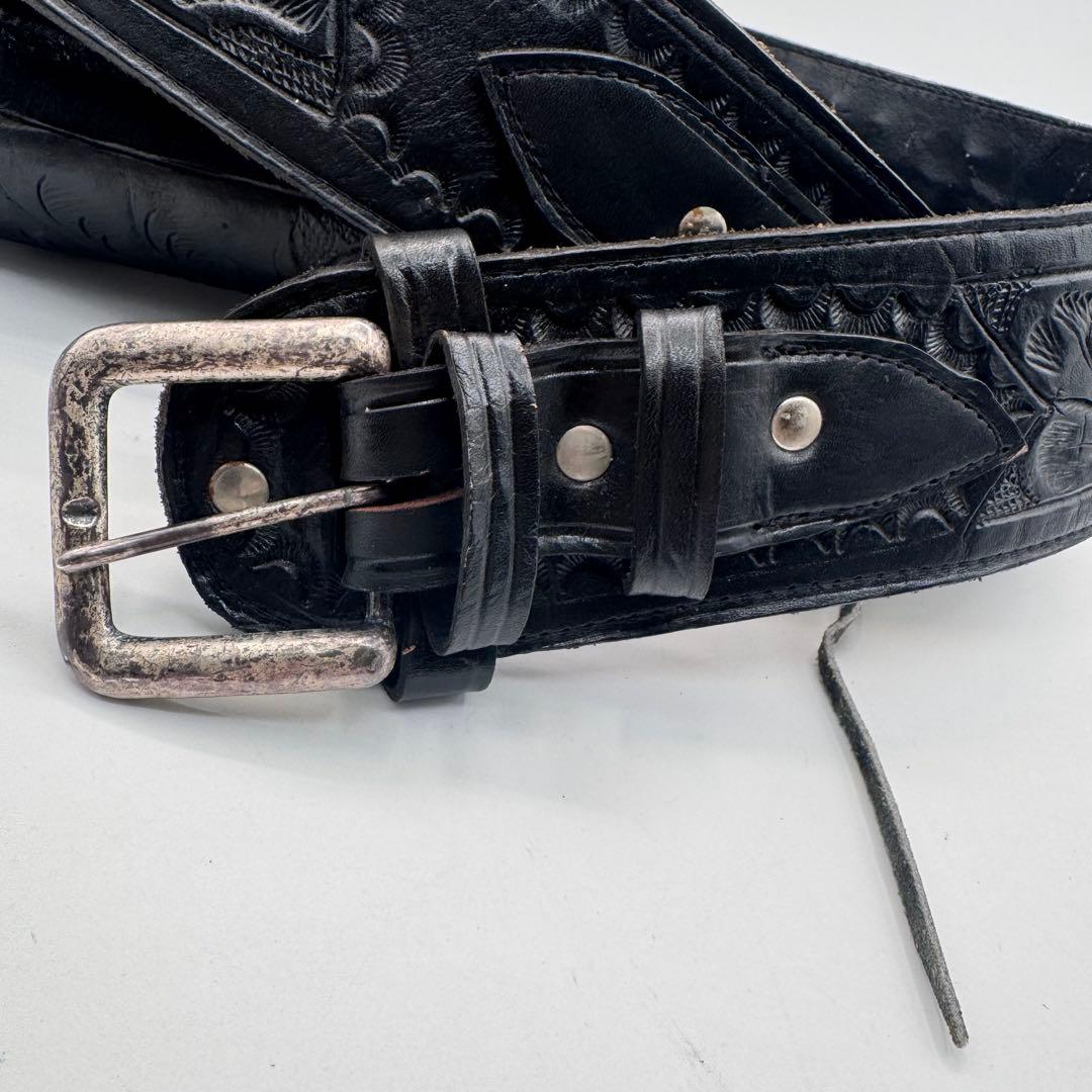 本革 カービングレザー ガンホルダーベルト ウエスタンスタイル