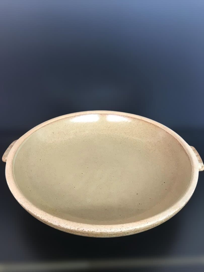 陶器製丸型陶板　直火OK　 直径約40ｃｍ　持ち手付き　新品未使用