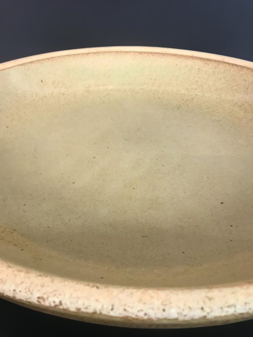 陶器製丸型陶板　直火OK　 直径約40ｃｍ　持ち手付き　新品未使用