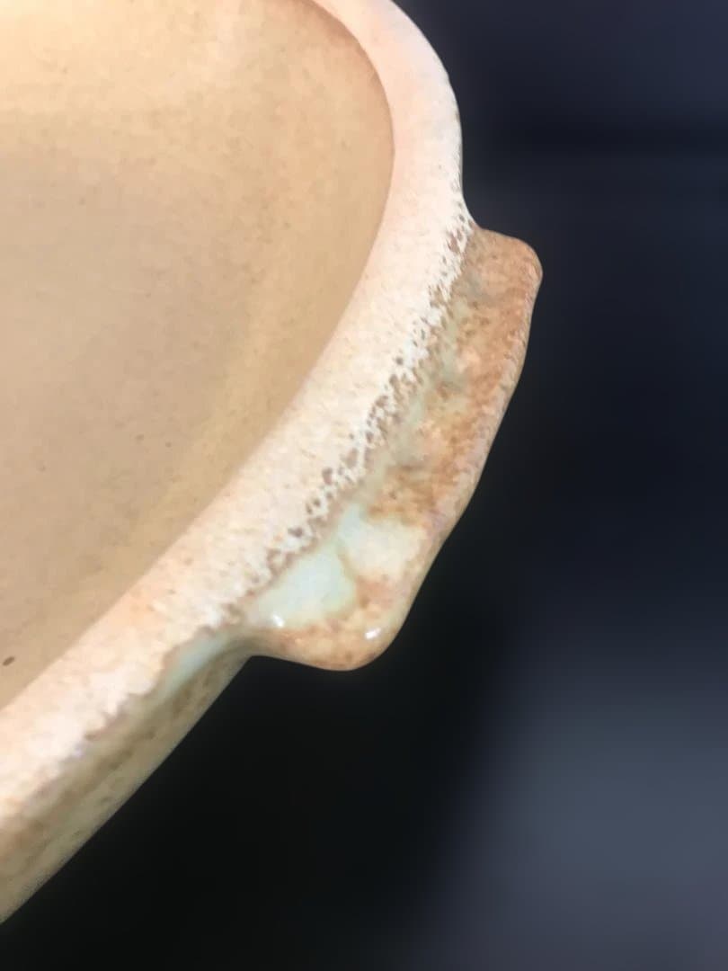 陶器製丸型陶板　直火OK　 直径約40ｃｍ　持ち手付き　新品未使用