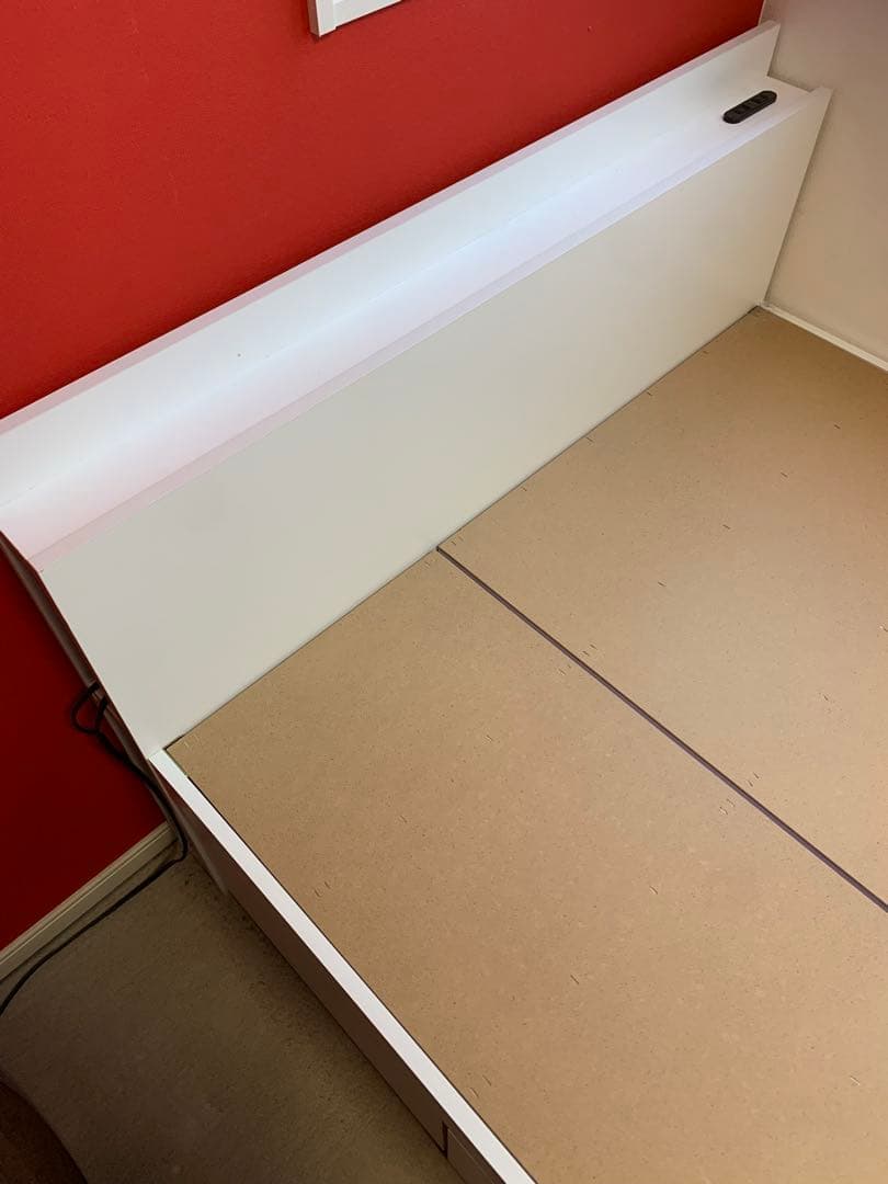 ★美品！オムニア ベッドフレーム セミダブル 引出し収納 床下収納 ホワイト★